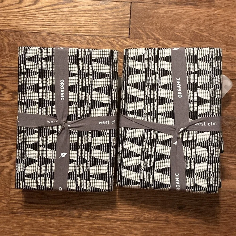 West Elm Cream and Black king Pillows with Geometric Pattern